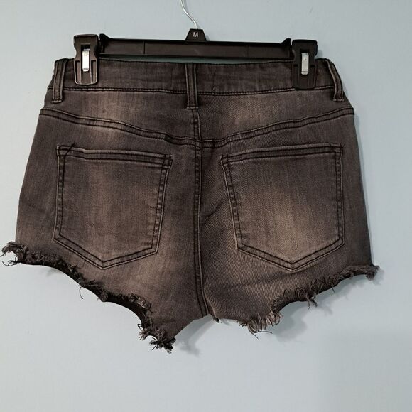 Altar'd State Distressed Henrix Raw Hem Rewash Black Summer Short Size 27 - Picture 11 of 15